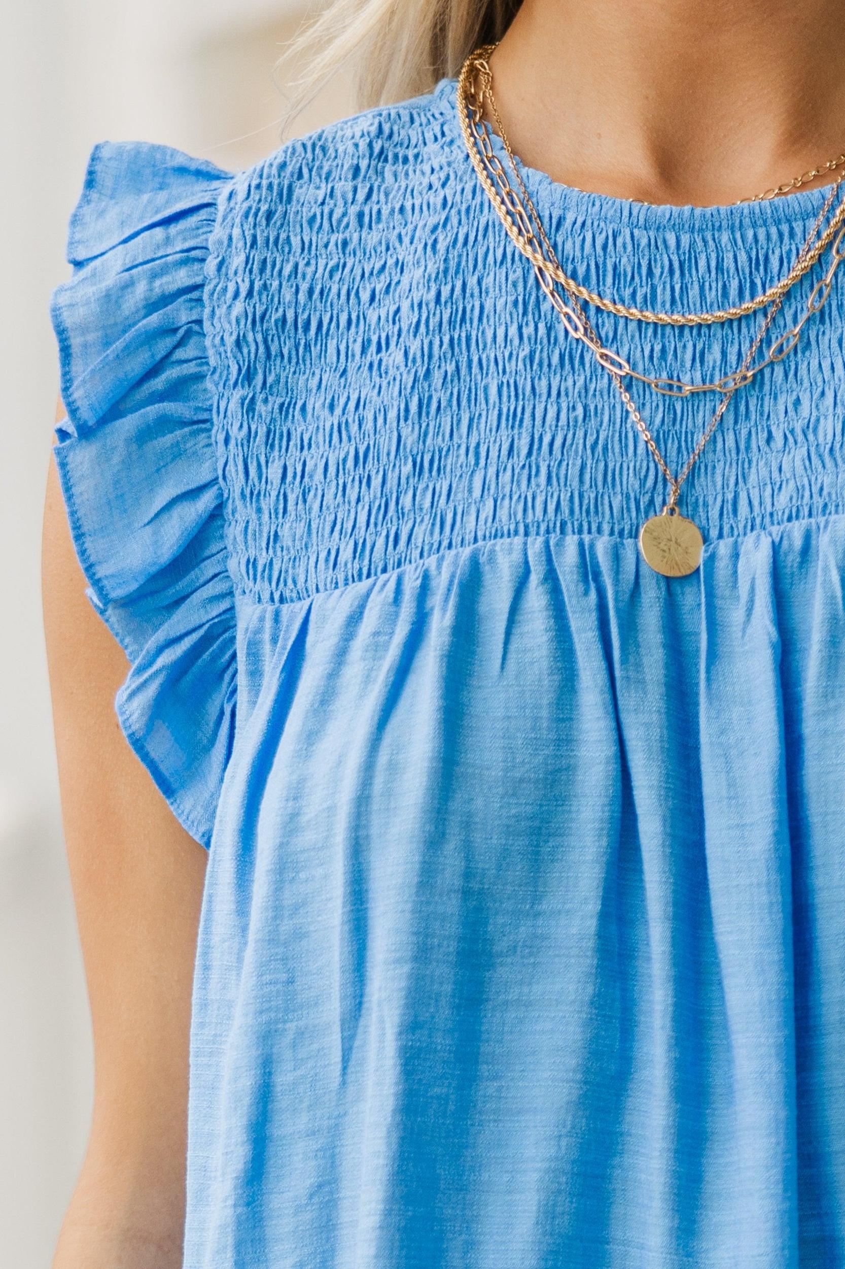Longing For Love Blue Ruffled Dress Female Product Image