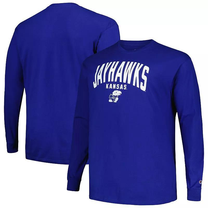 Mens Champion Royal Kansas Jayhawks Big & Tall Arch Long Sleeve T-Shirt Product Image