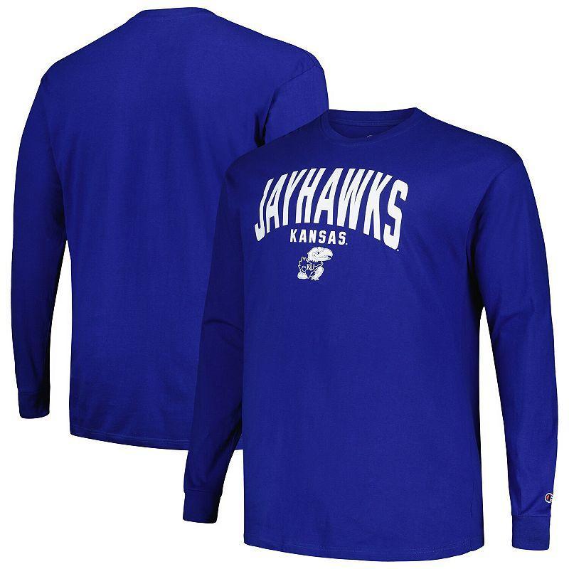 Mens Champion Royal Kansas Jayhawks Big & Tall Arch Long Sleeve T-Shirt Product Image