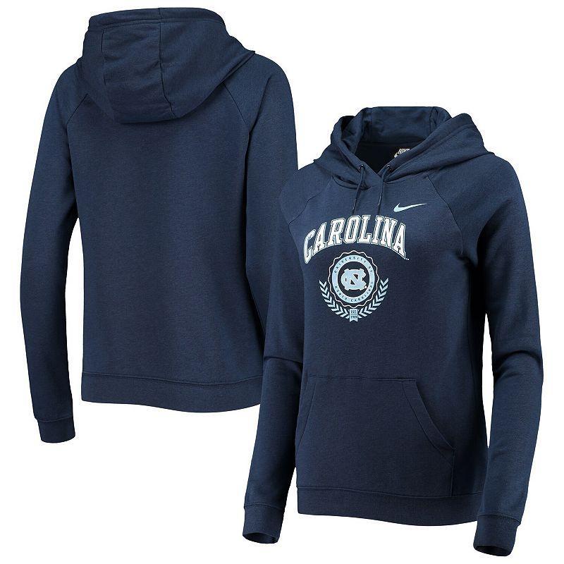 Womens Nike North Carolina Tar Heels Varsity Fleece Tri-Blend Raglan Pullover Hoodie Blue Product Image