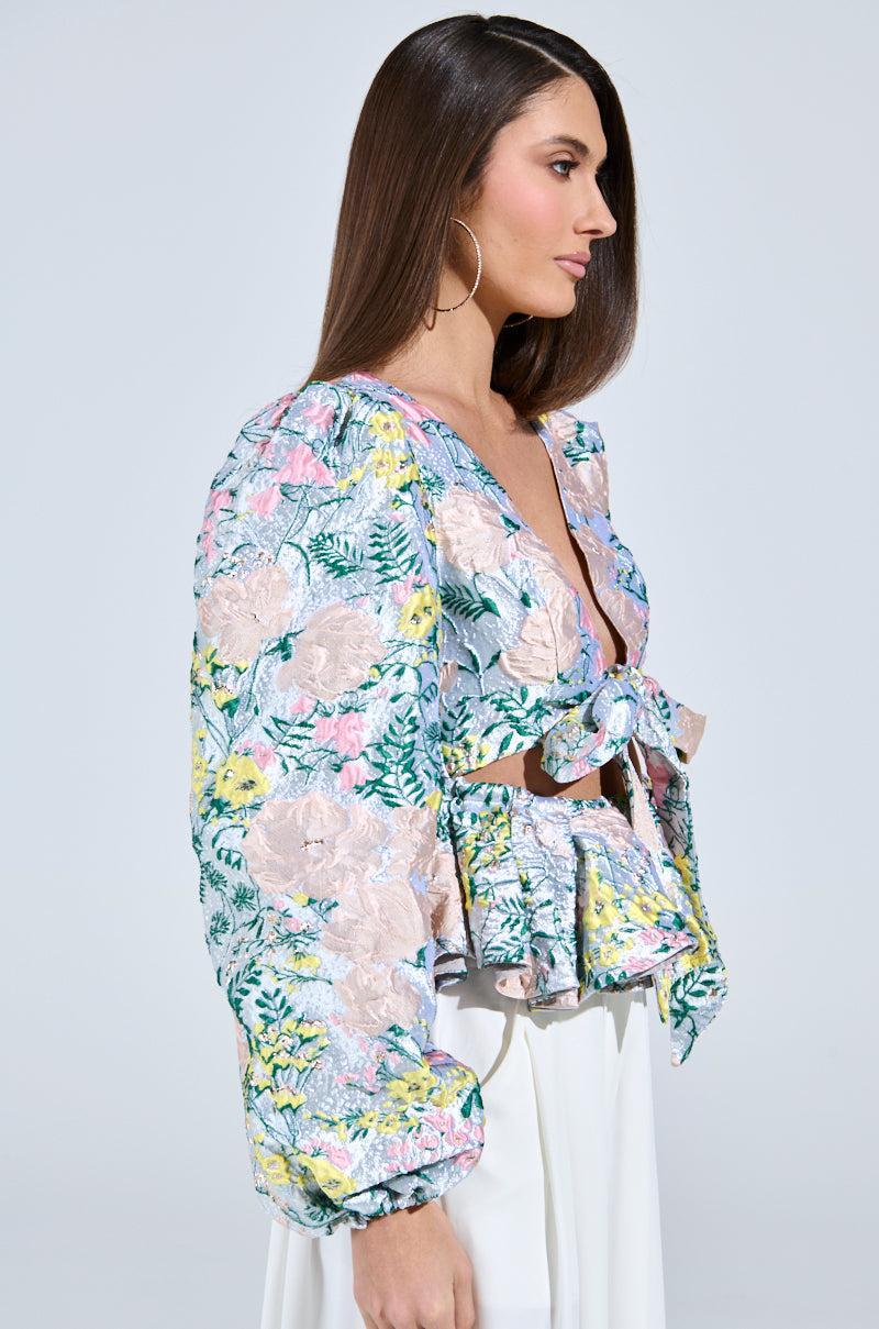 2 WAYS TO SLAY BROCADE LONG SLEEVE TOP Product Image