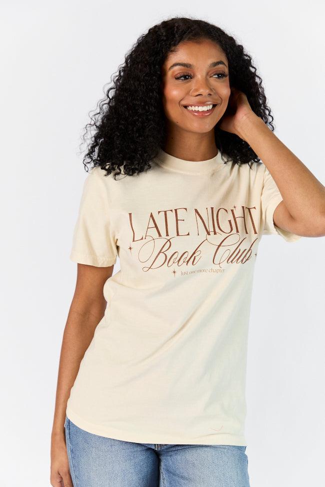 Late Night Book Club Ivory Comfort Color Graphic Tee Product Image