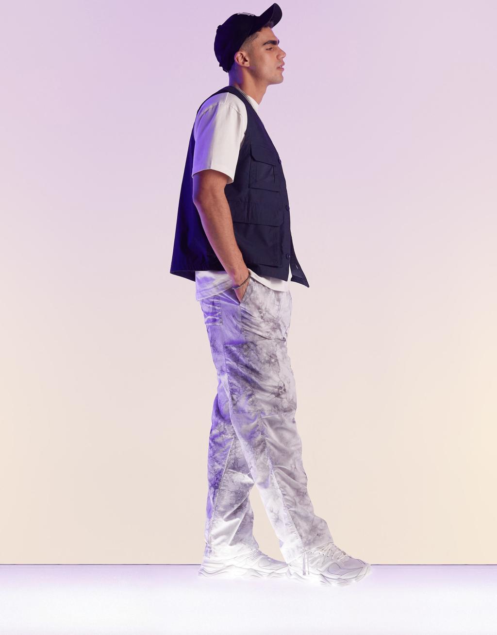 ASOS DESIGN parachute cargo pants in tie dye print Product Image