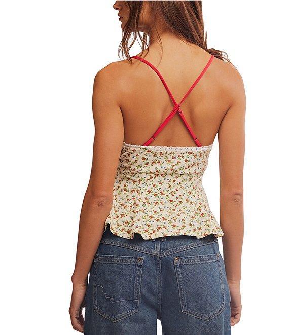 Free People Sammi Floral Print Sweetheart Neckline Sleeveless Peplum Tank Product Image