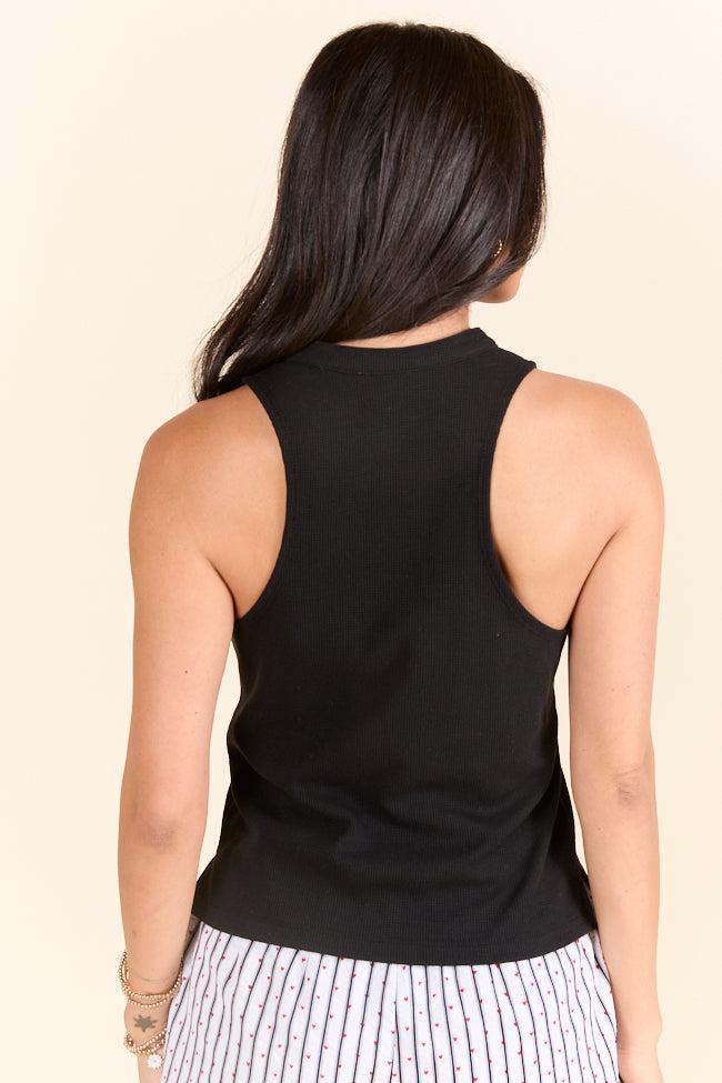 Just Breathe Black Waffle Knit Lounge Tank FINAL SALE Product Image
