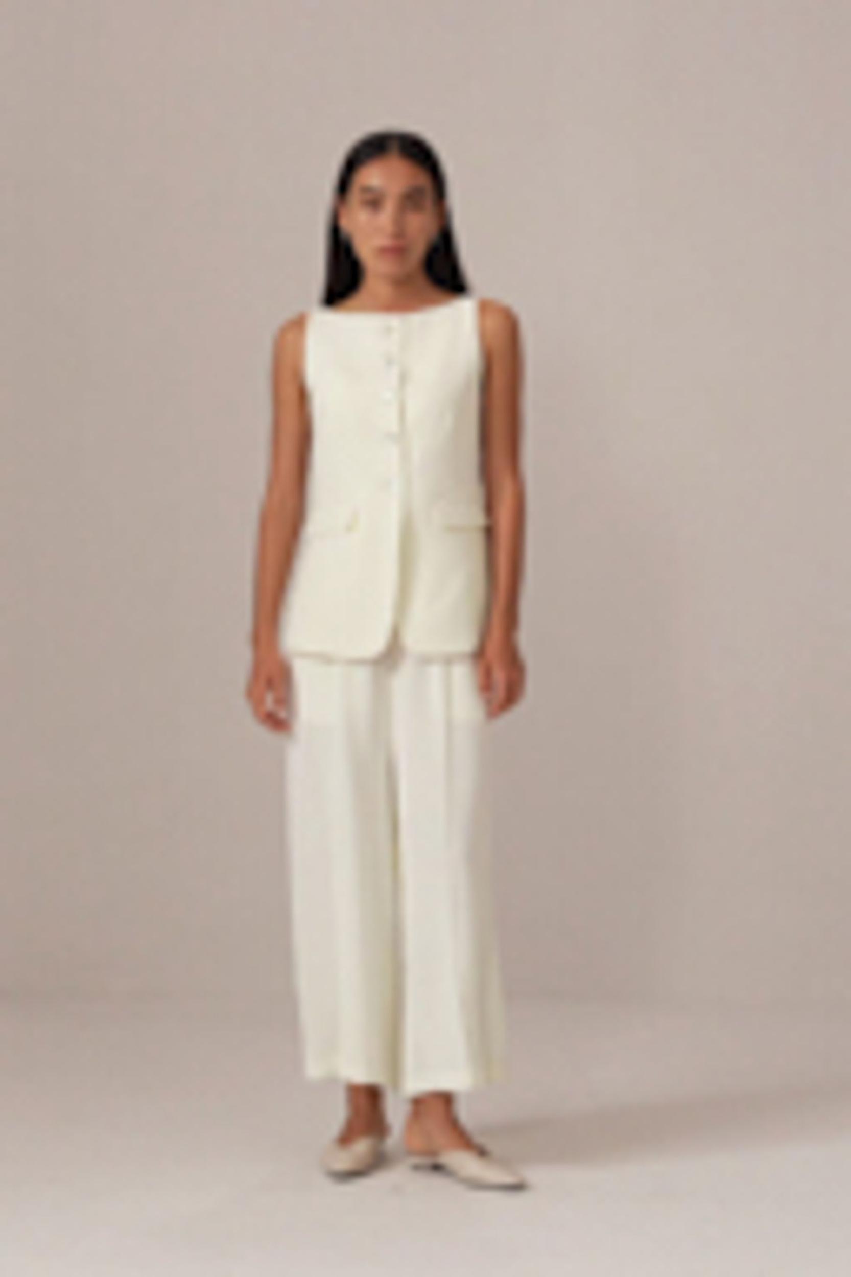 Sleeveless Button Up Silk Vest Product Image