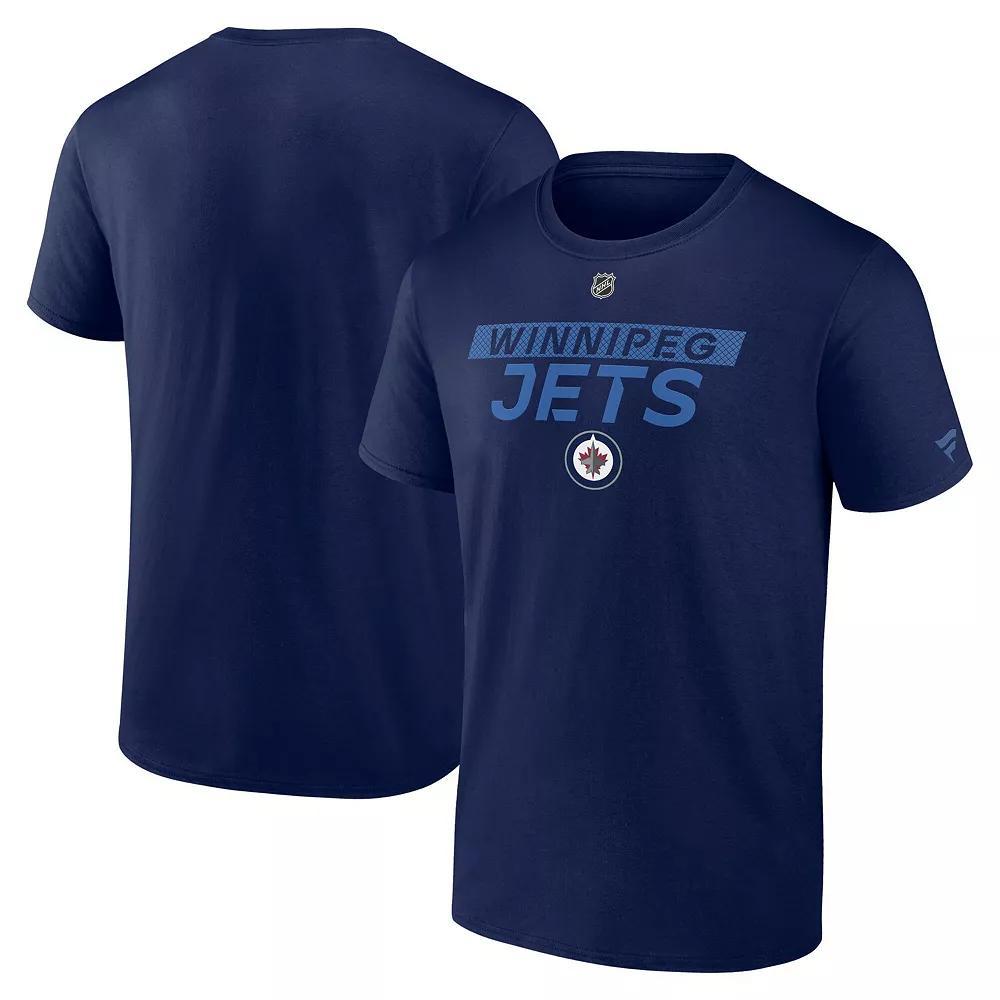 Men's Fanatics  Navy Winnipeg Jets Authentic Pro Core Primary T-Shirt, Size: 5XL, Jts Blue Product Image