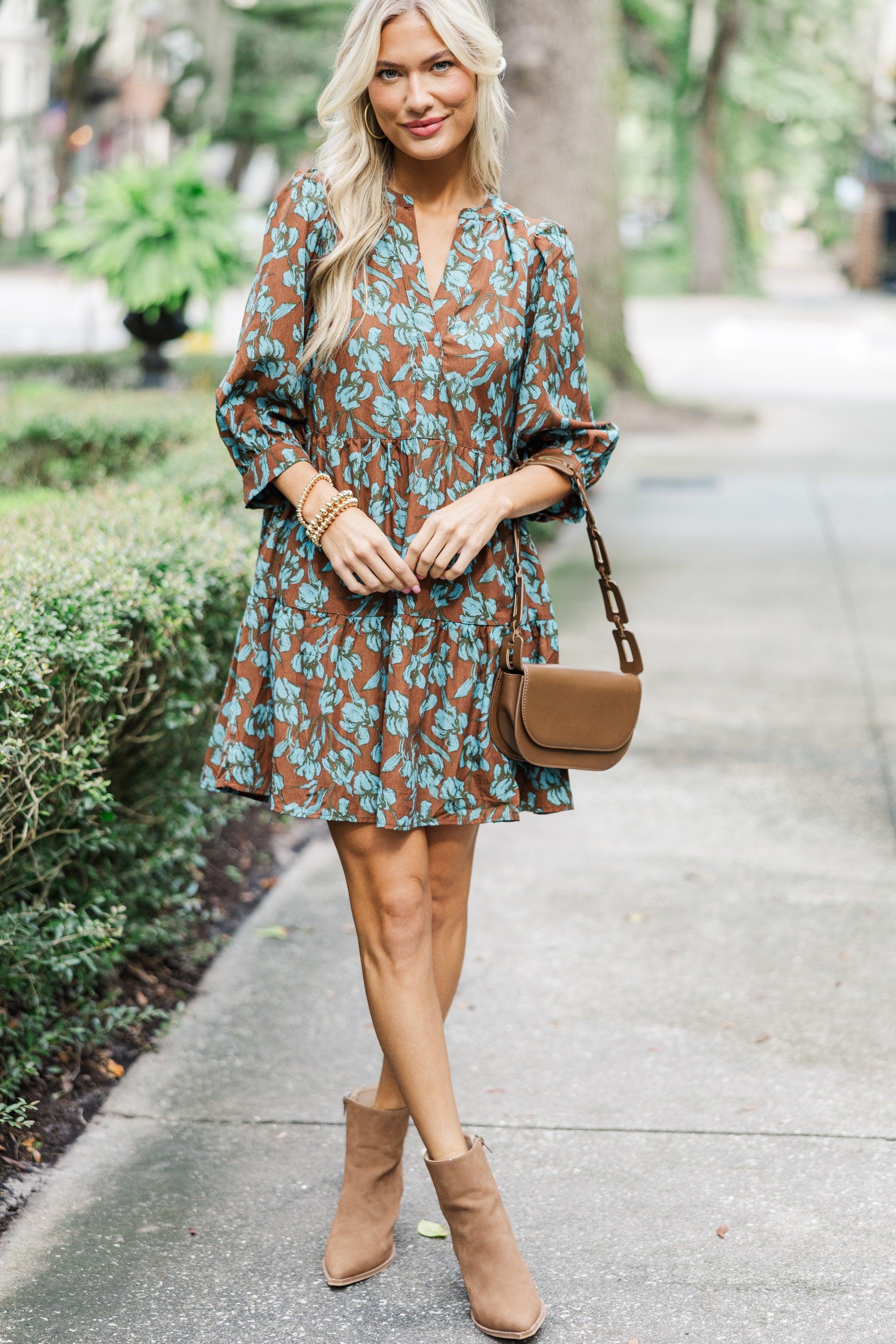 Always True Brown Ditsy Floral Dress Female Product Image