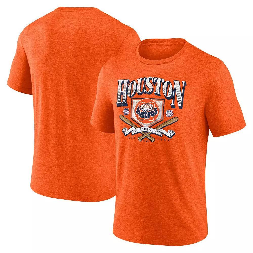 Men's Fanatics Heather Orange Houston Astros Home Team Tri-Blend T-Shirt, Size: Small Product Image
