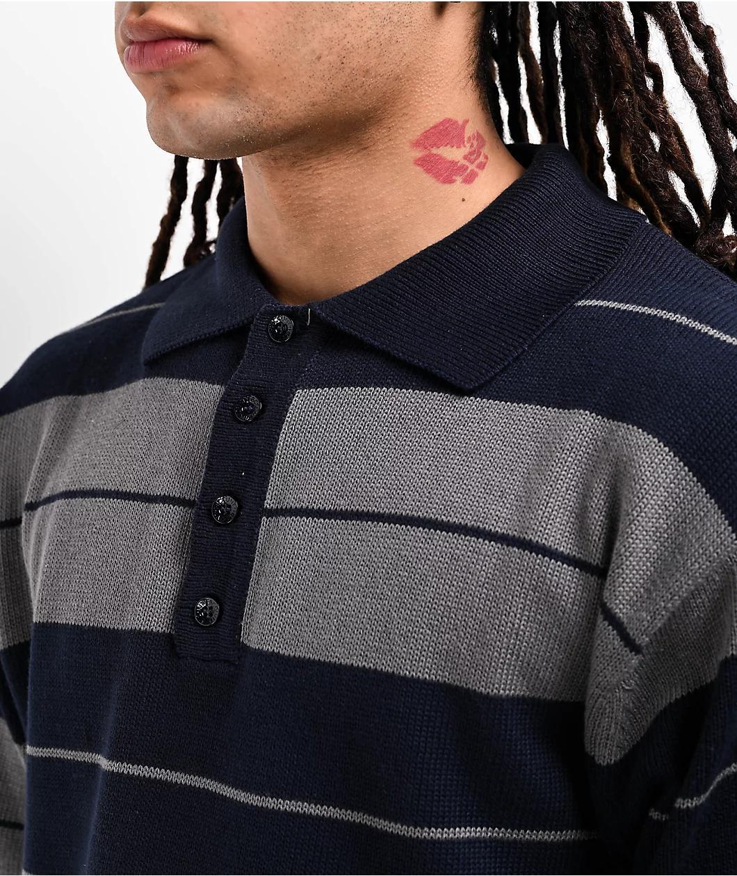 FB County Charlie Brown Navy Blue & Grey Polo Shirt Product Image