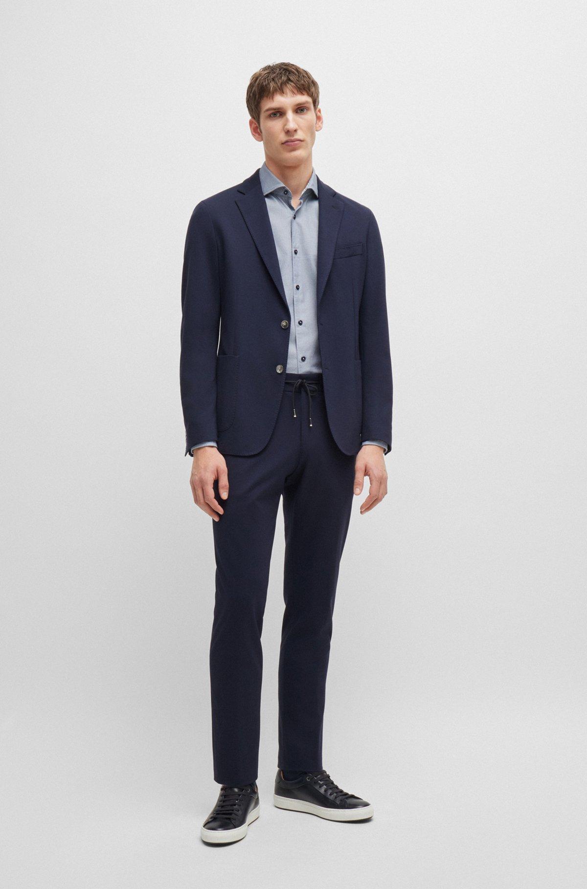 Casual-fit shirt in structured cotton with spread collar Product Image