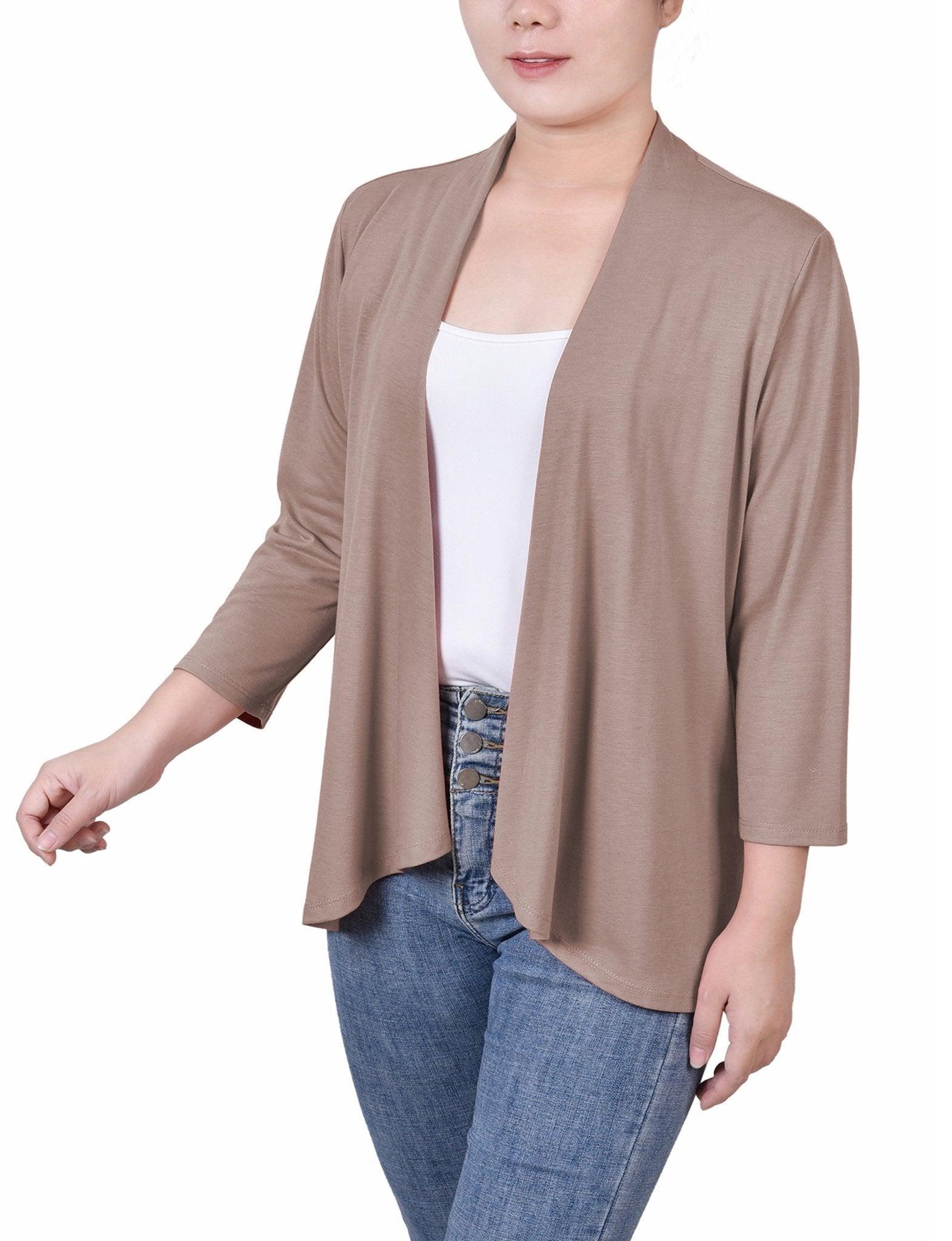 Fawn Solid 3/4 Sleeve Cardigan Product Image