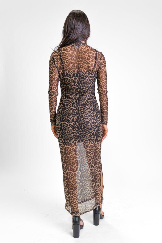 Quick Turn Around Leopard Mesh Overlay Dress FINAL SALE Product Image