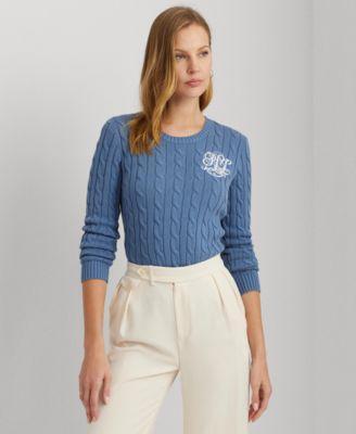 Lauren Ralph Lauren Cable-Knit Cotton Sweater Opal) Women's Sweater Product Image