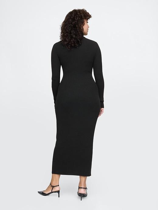 Turtleneck Rib Midi Sweater Dress Product Image