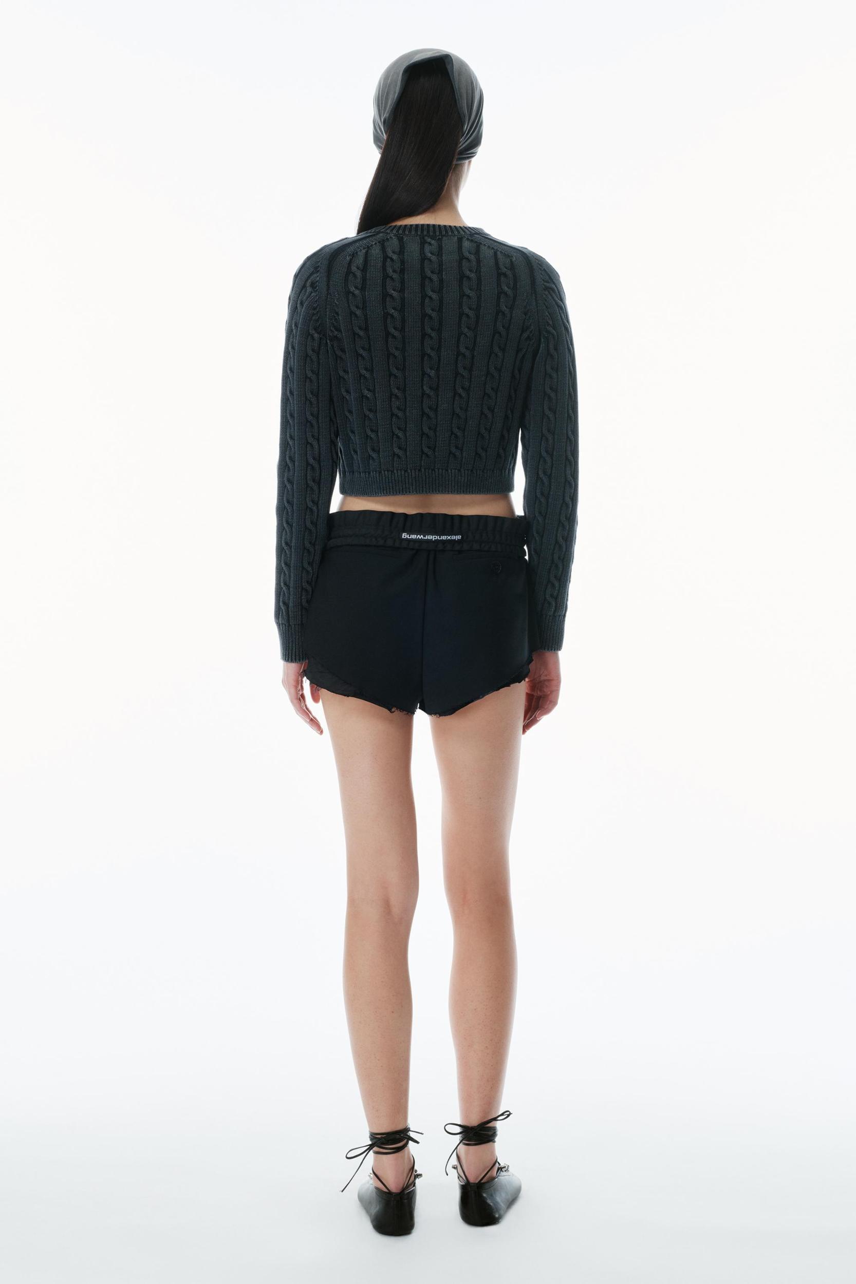 Organic Cotton Cable-knit Cropped Cardigan Product Image