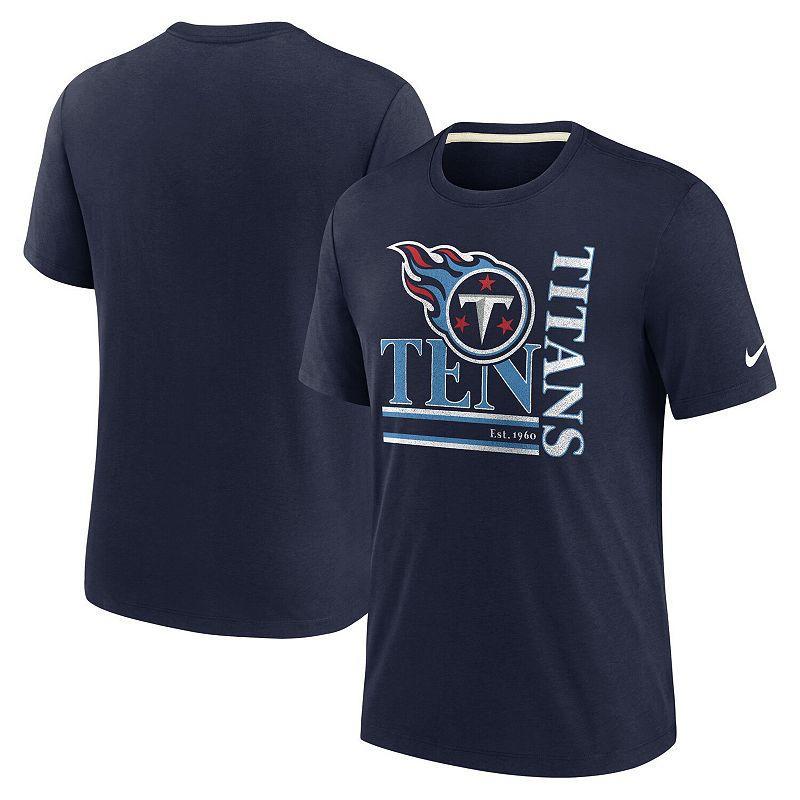 Men's Nike Navy Tennessee Titans Wordmark Logo Tri-Blend T-Shirt, Size: XL, Blue Product Image