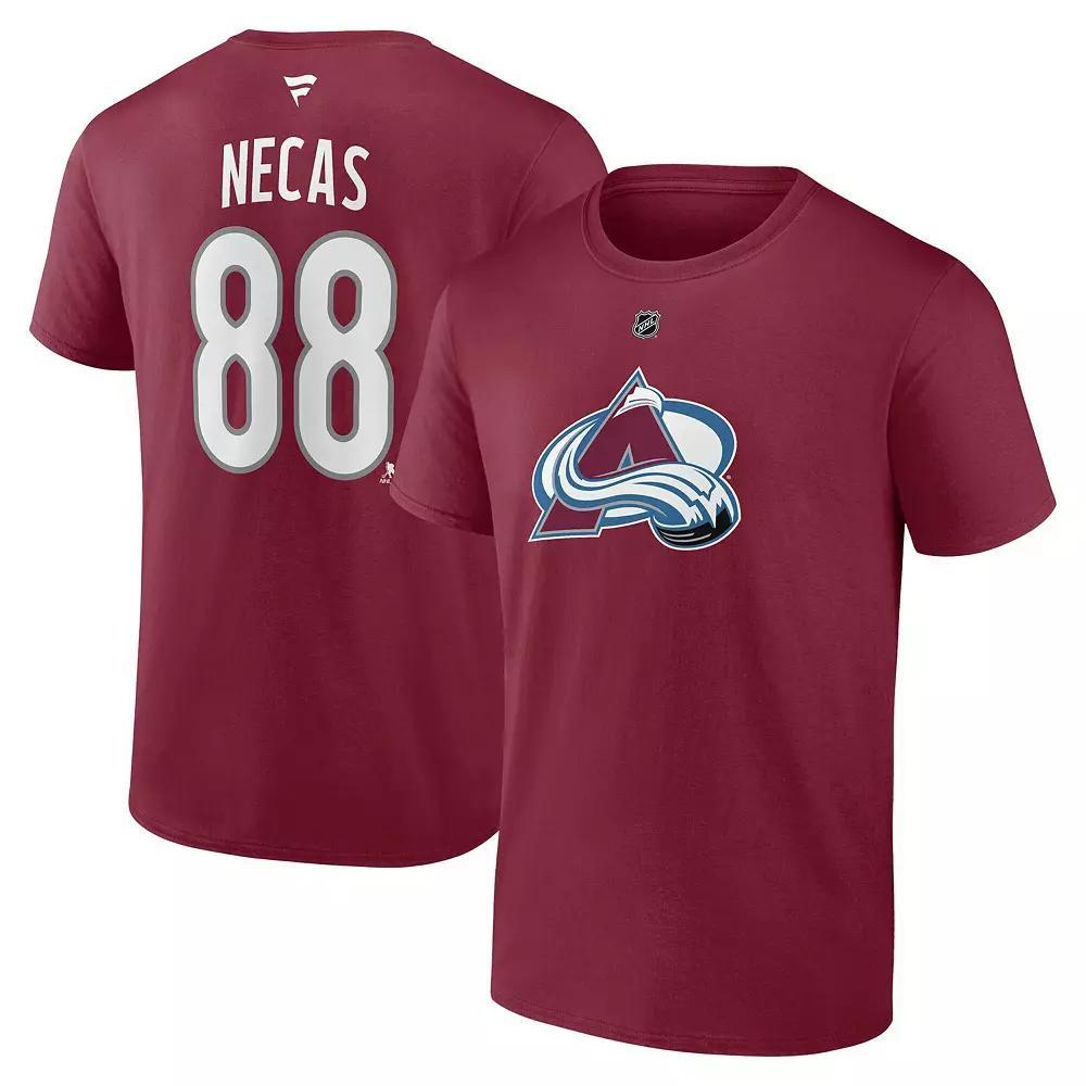 Men's Fanatics Martin Necas Burgundy Colorado Avalanche Authentic Stack Name & Number T-Shirt, Size: Medium, Med Re Product Image
