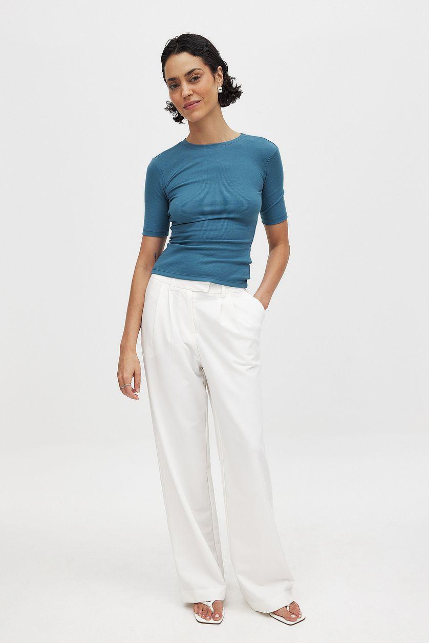Round Neck Ribbed Top Product Image