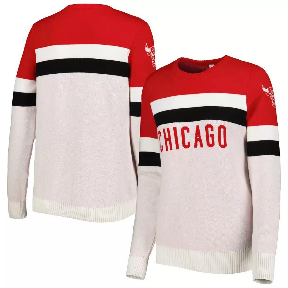 Women's Lusso Red/Cream Chicago Bulls Dominique Pullover Sweater, Size: XL Product Image