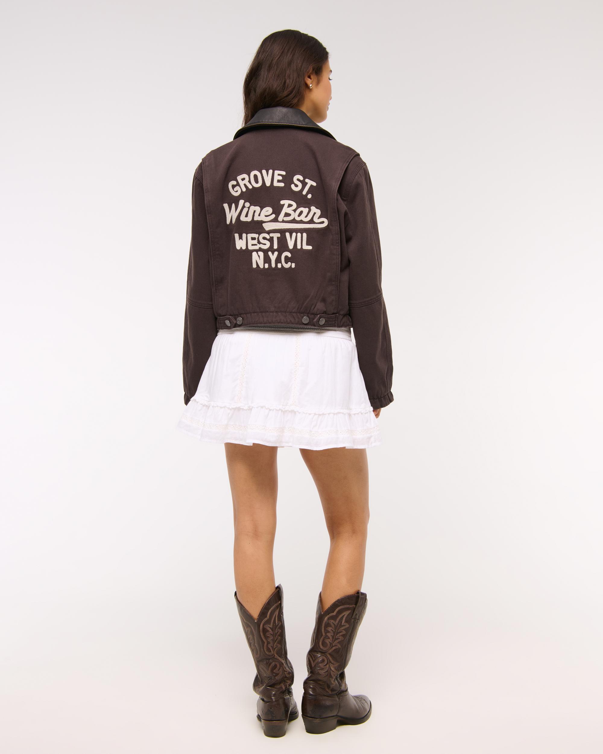 Cropped Twill Trucker Jacket Product Image