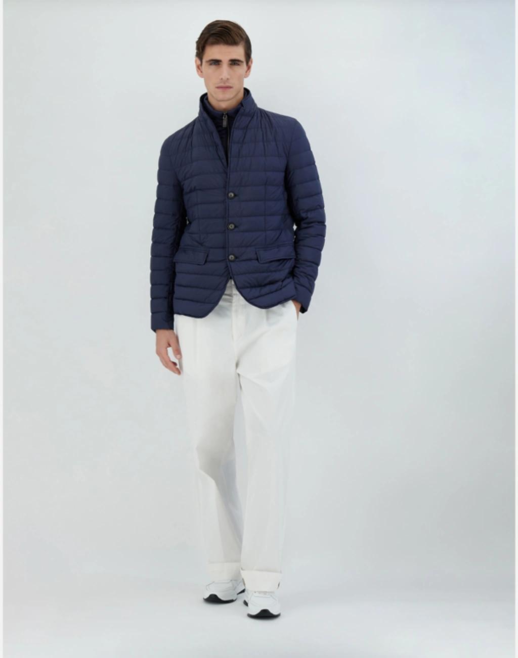 HERNO La Giacca Water Resistant Down Blazer With Removable Bib In Blue Product Image