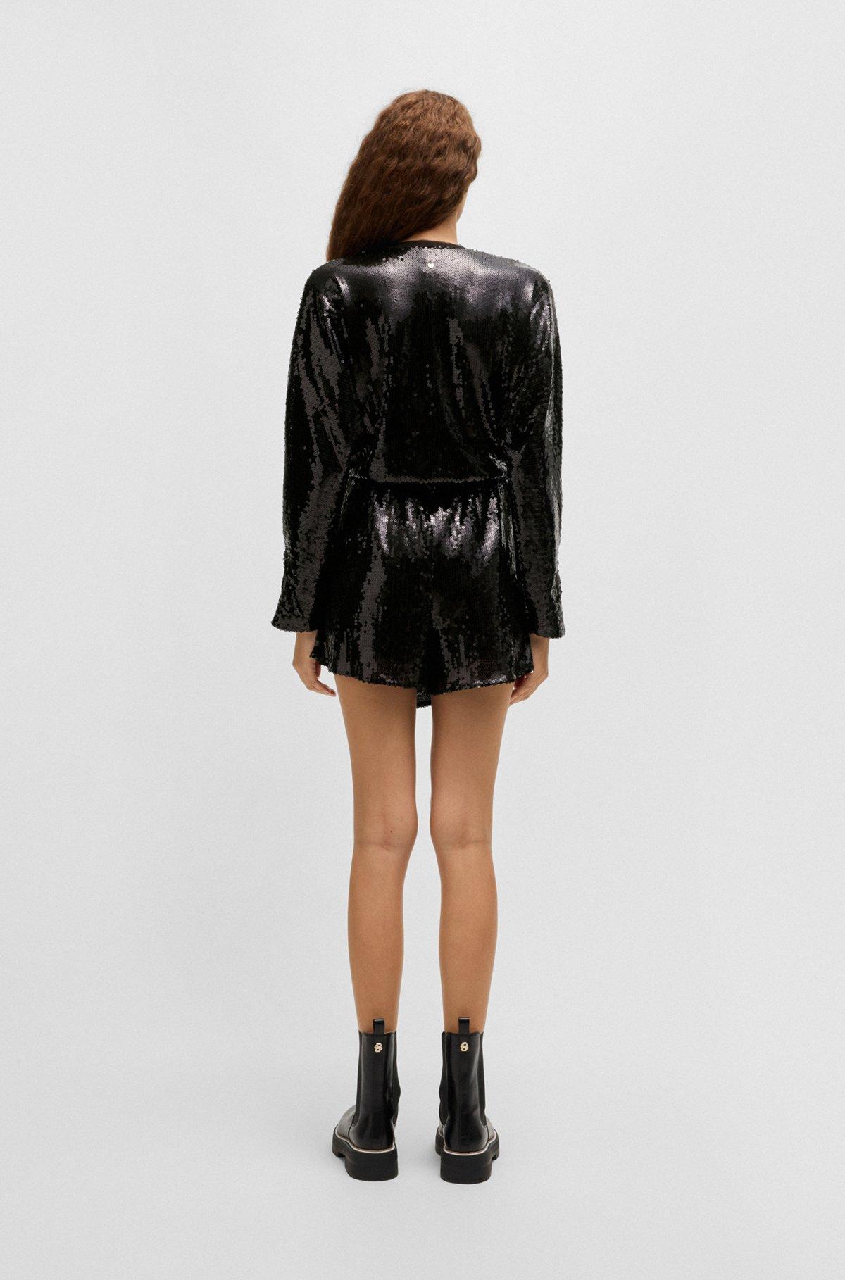 Sequinned jumpsuit with wrap front Product Image