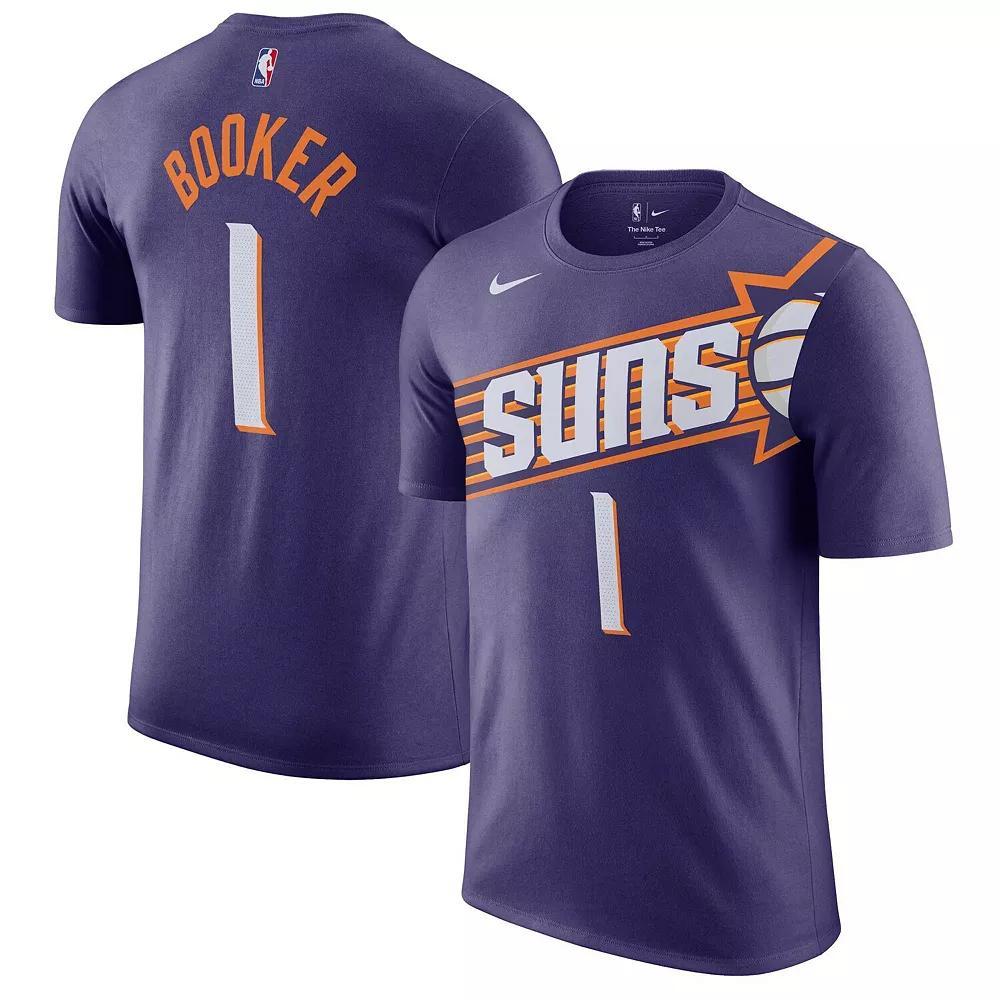 Men's Nike Devin Booker Purple Phoenix Suns Icon 2022/23 Name & Number T-Shirt, Size: Large, Phx Purple Product Image