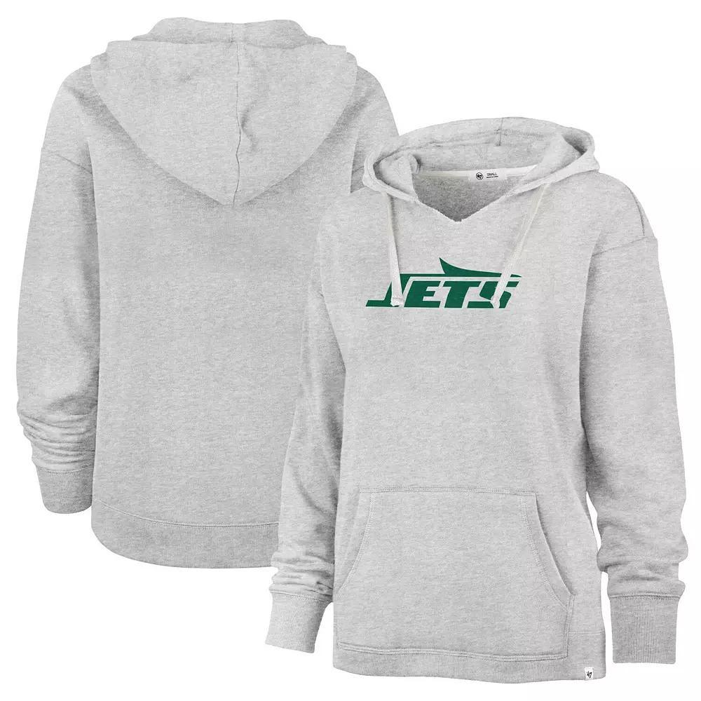 Women's '47  Gray New York Jets Premier Kennedy V-Neck Pullover Hoodie, Size: Large, Grey Product Image