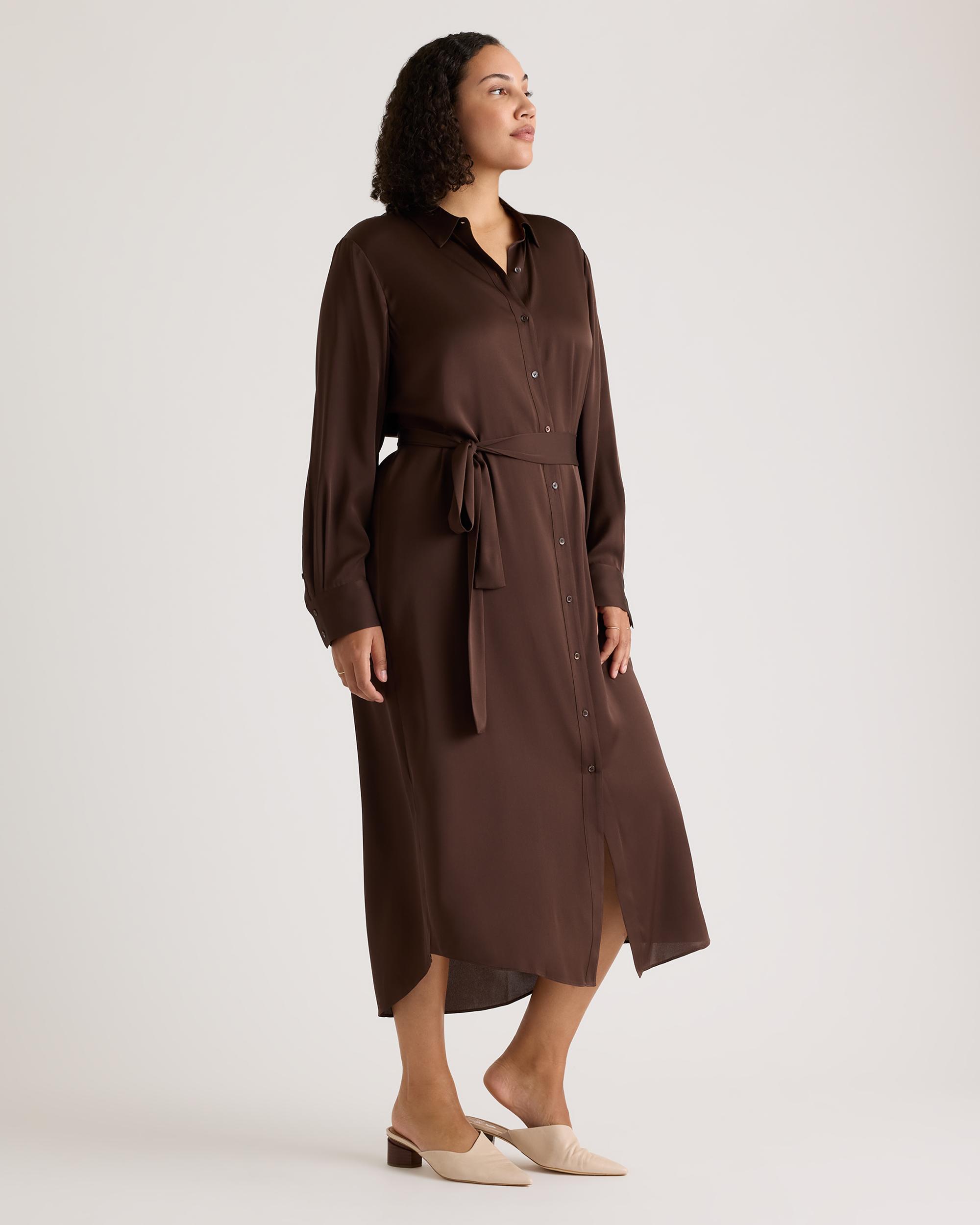 Quince | Women's Washable Stretch Silk Maxi Shirt Dress Product Image