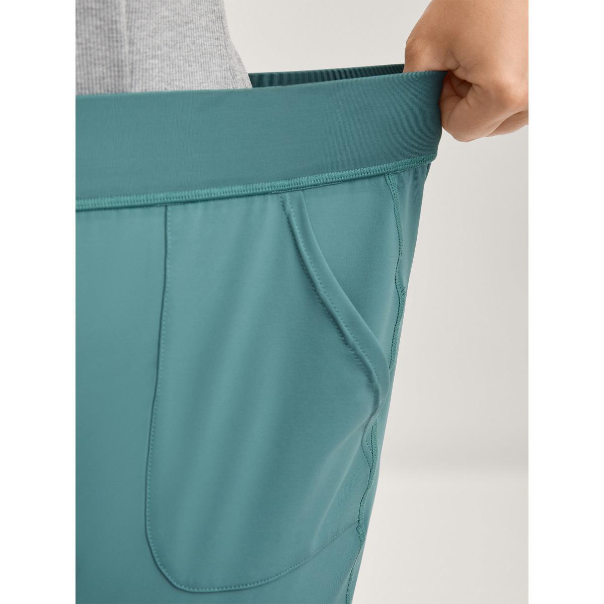 Plus Size Stretchy Pull-On Straight-Leg Pants Women Cerulean Casual Straight Leg Mid Rise Everyday-Casual Pants BloomChic 22-24/3X Product Image