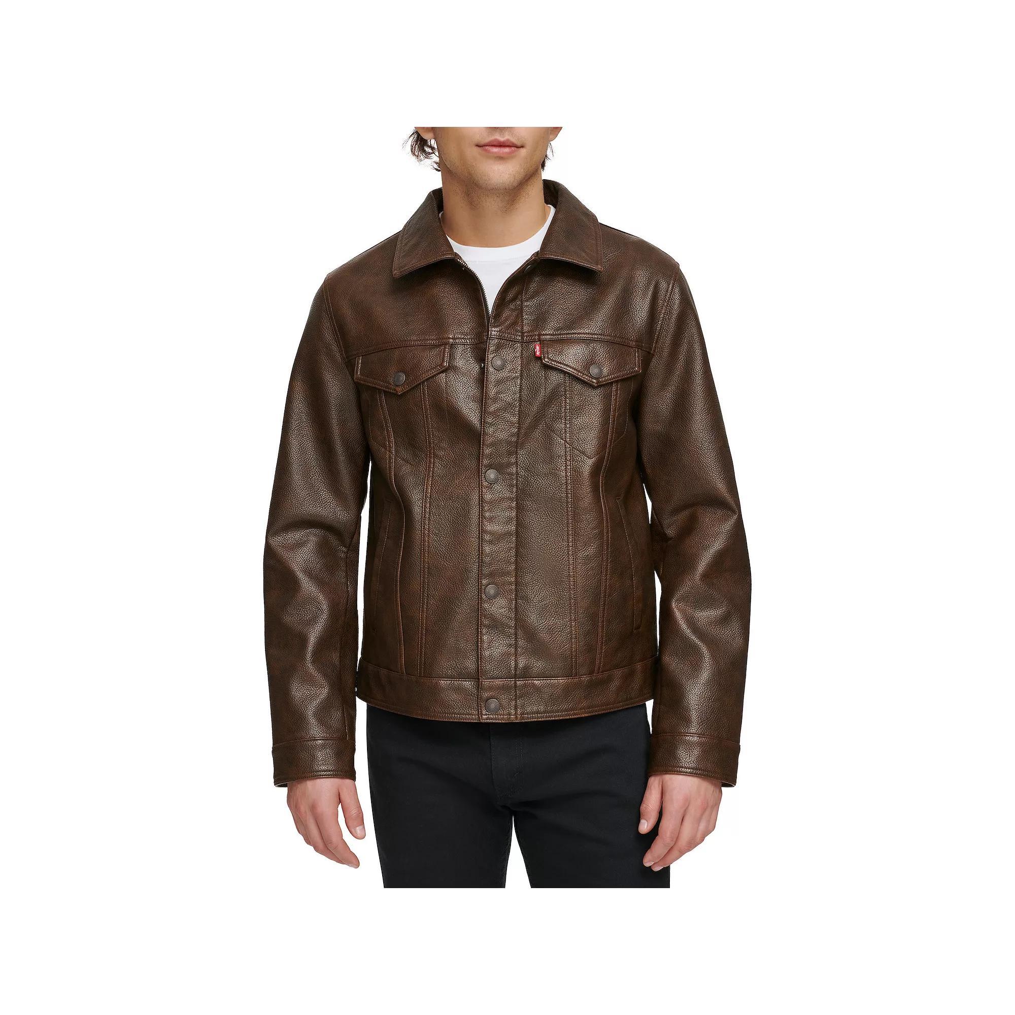 Mens Levis Faux Leather Trucker Jacket Product Image