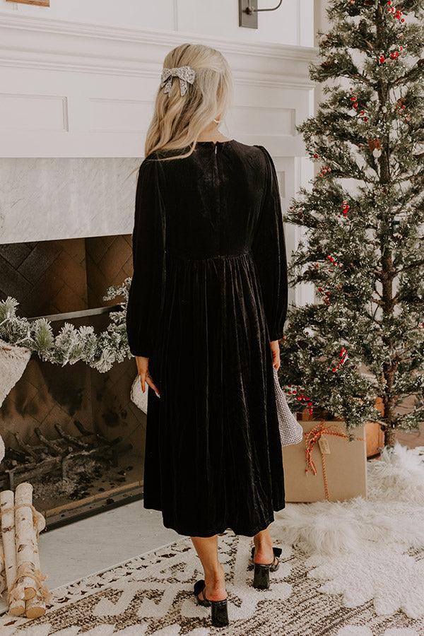 For The Love Of Bows Velvet Midi in Black Product Image