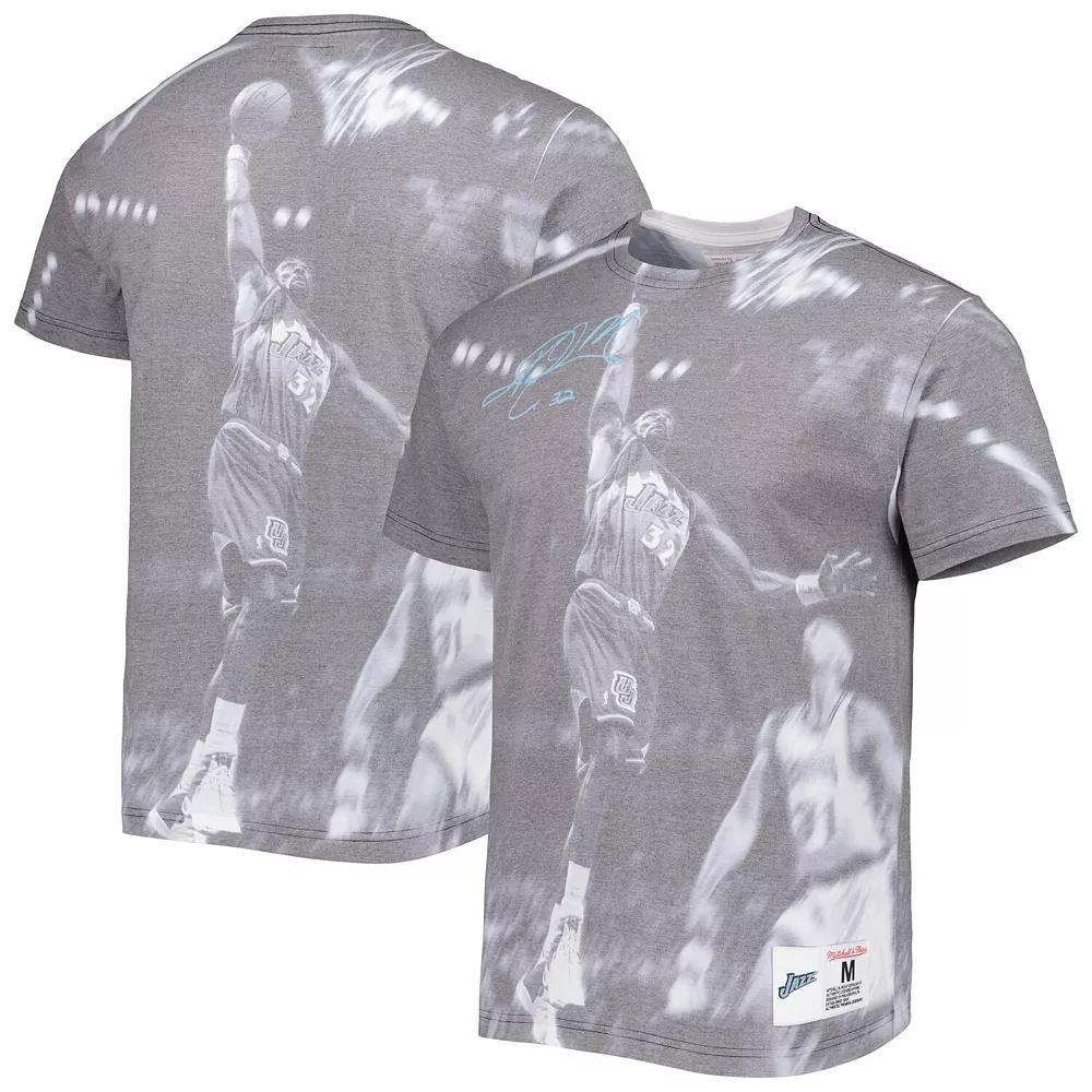 Men's Mitchell & Ness Karl Malone Heather Gray Utah Jazz Above The Rim T-Shirt, Size: Small, Jaz Grey Product Image