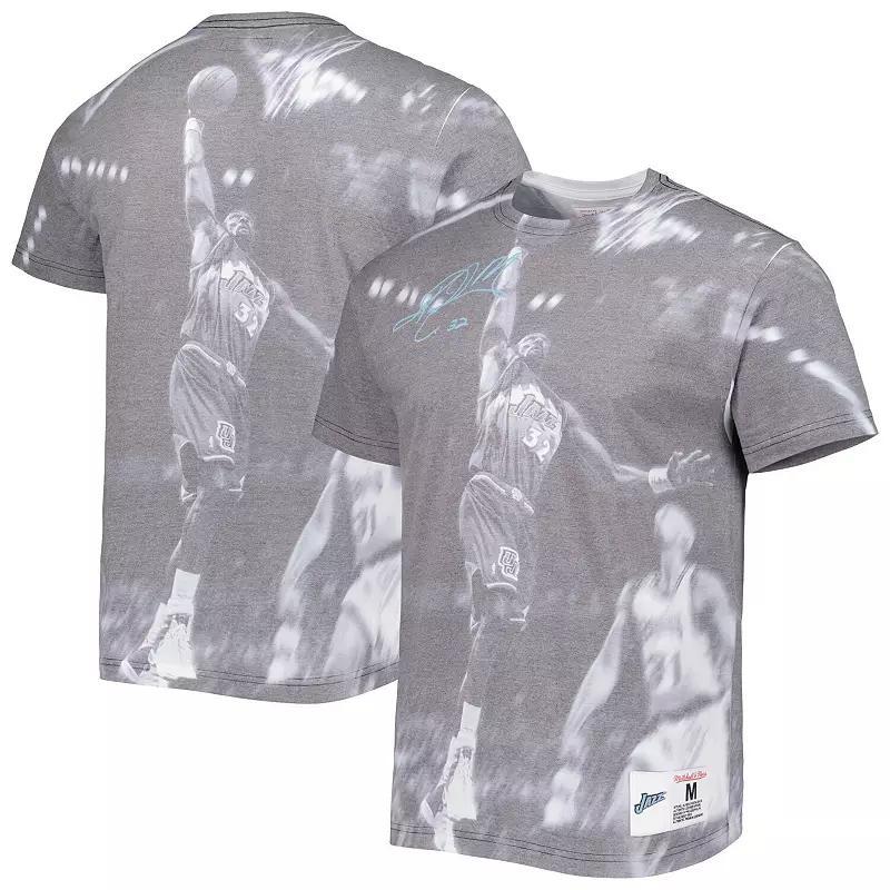 Men's Mitchell & Ness Karl Malone Heather Gray Utah Jazz Above The Rim T-Shirt, Size: Small, Jaz Grey Product Image