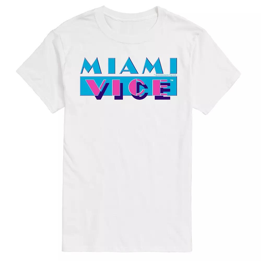 Big & Tall Miami Vice Logo Graphic Tee, Mens Athletic Grey Product Image