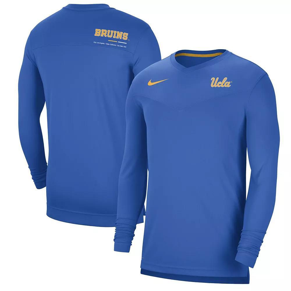 Men's Nike Blue UCLA Bruins 2022 Coach Performance Long Sleeve V-Neck T-Shirt, Size: XL Product Image