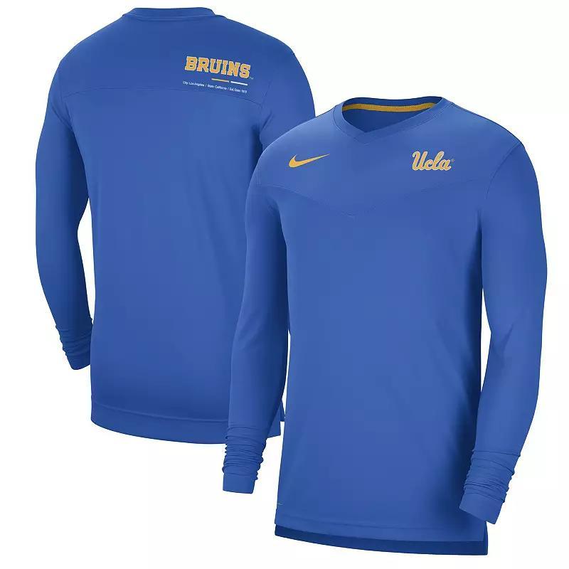 Men's Nike Blue UCLA Bruins 2022 Coach Performance Long Sleeve V-Neck T-Shirt, Size: XL Product Image