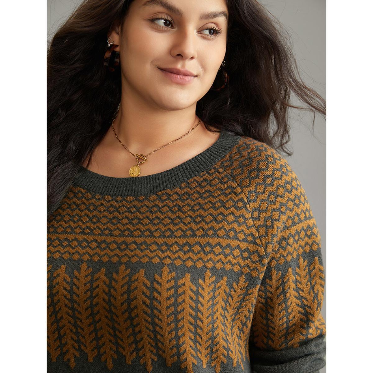 Plus Size Supersoft Essentials Graphic Raglan Sleeve Pullover DimGray Women Casual Loose Long Sleeve Round Neck Dailywear Pullovers BloomChic 30/6X Product Image