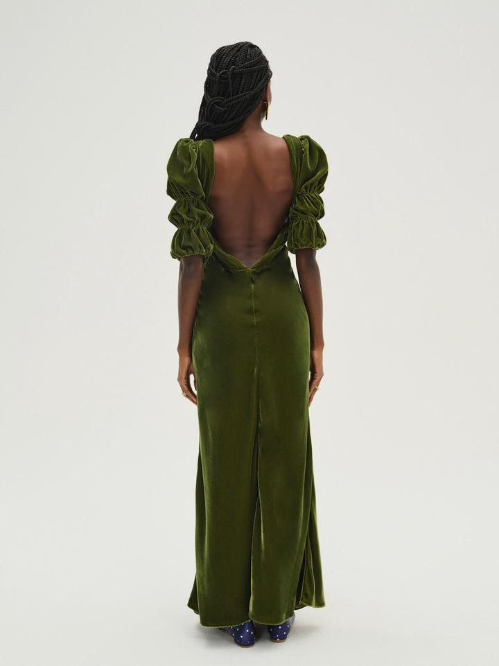 Martini Velvet Maxi Dress — Green Product Image