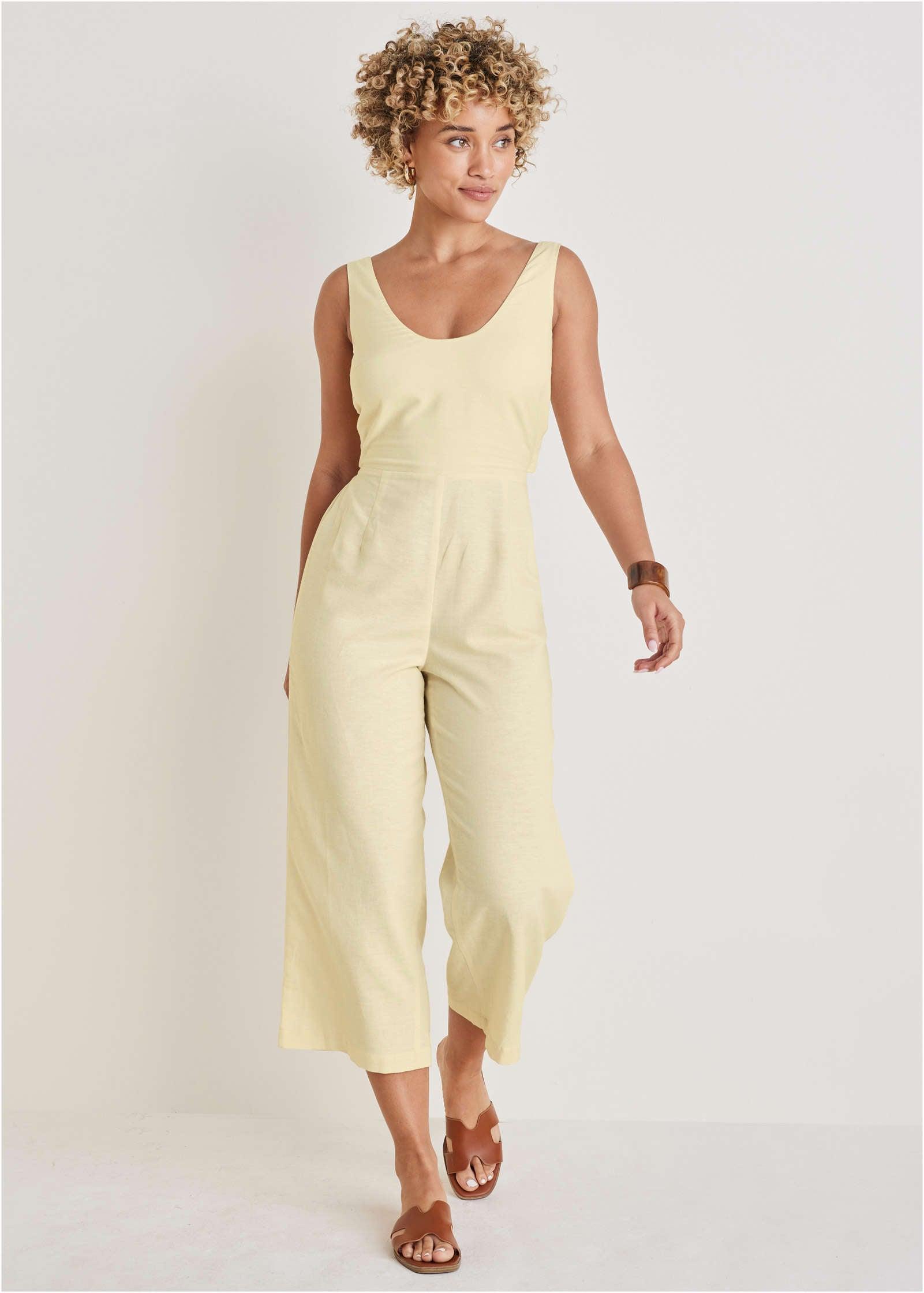 Linen Jumpsuit - Cream Product Image