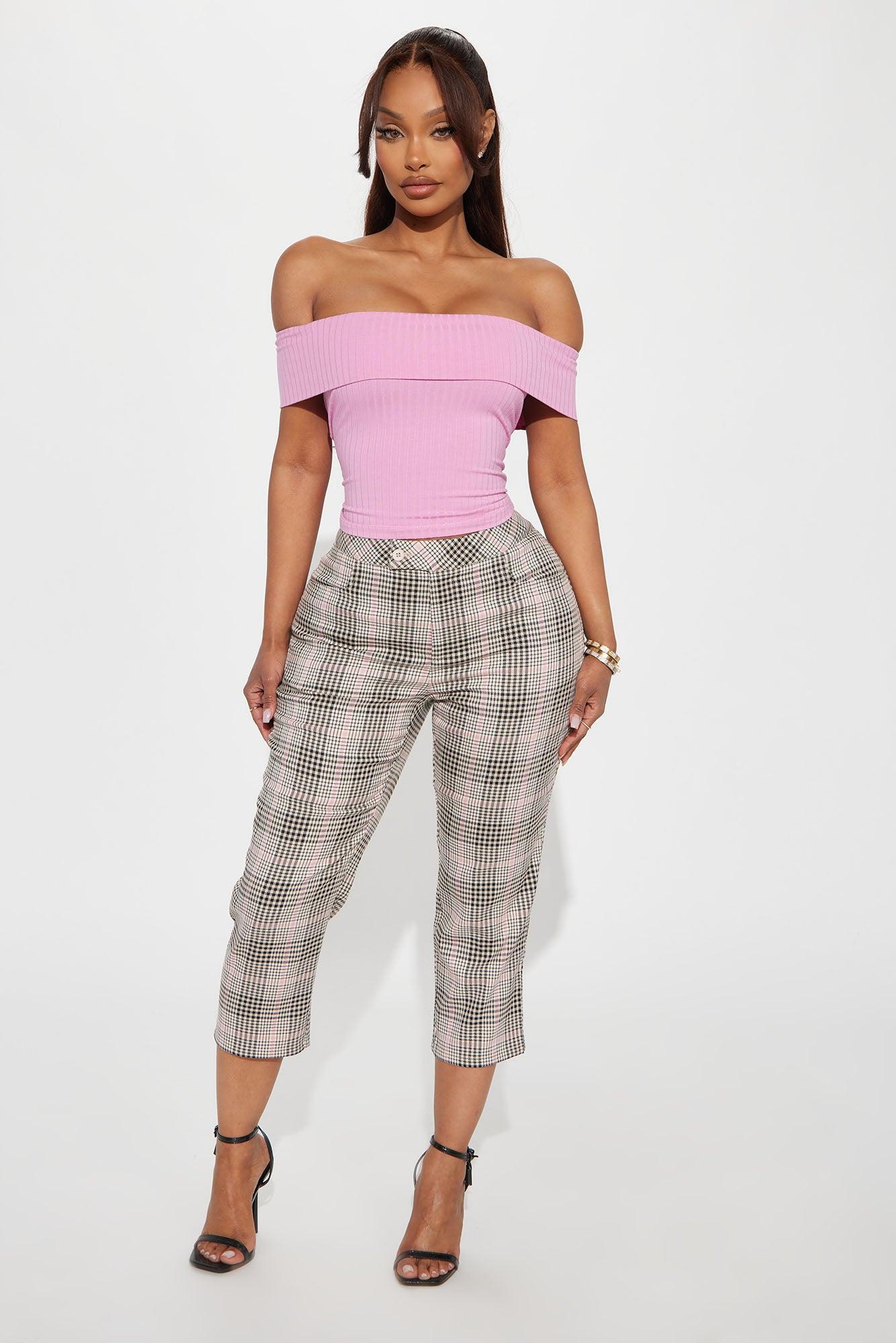 Business As Usual Plaid Capri Pant - Mauve Product Image