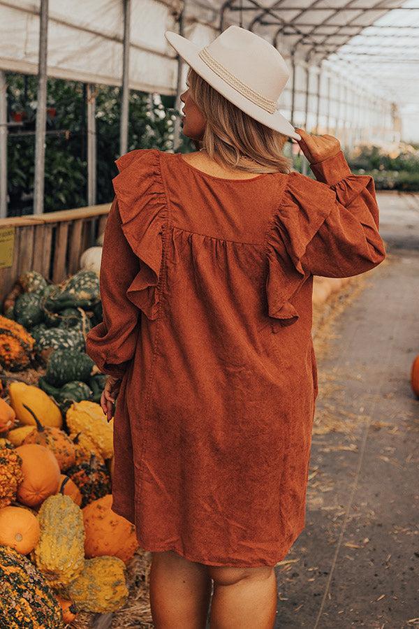 Boston Chill Corduroy Dress in Rust Curves Product Image