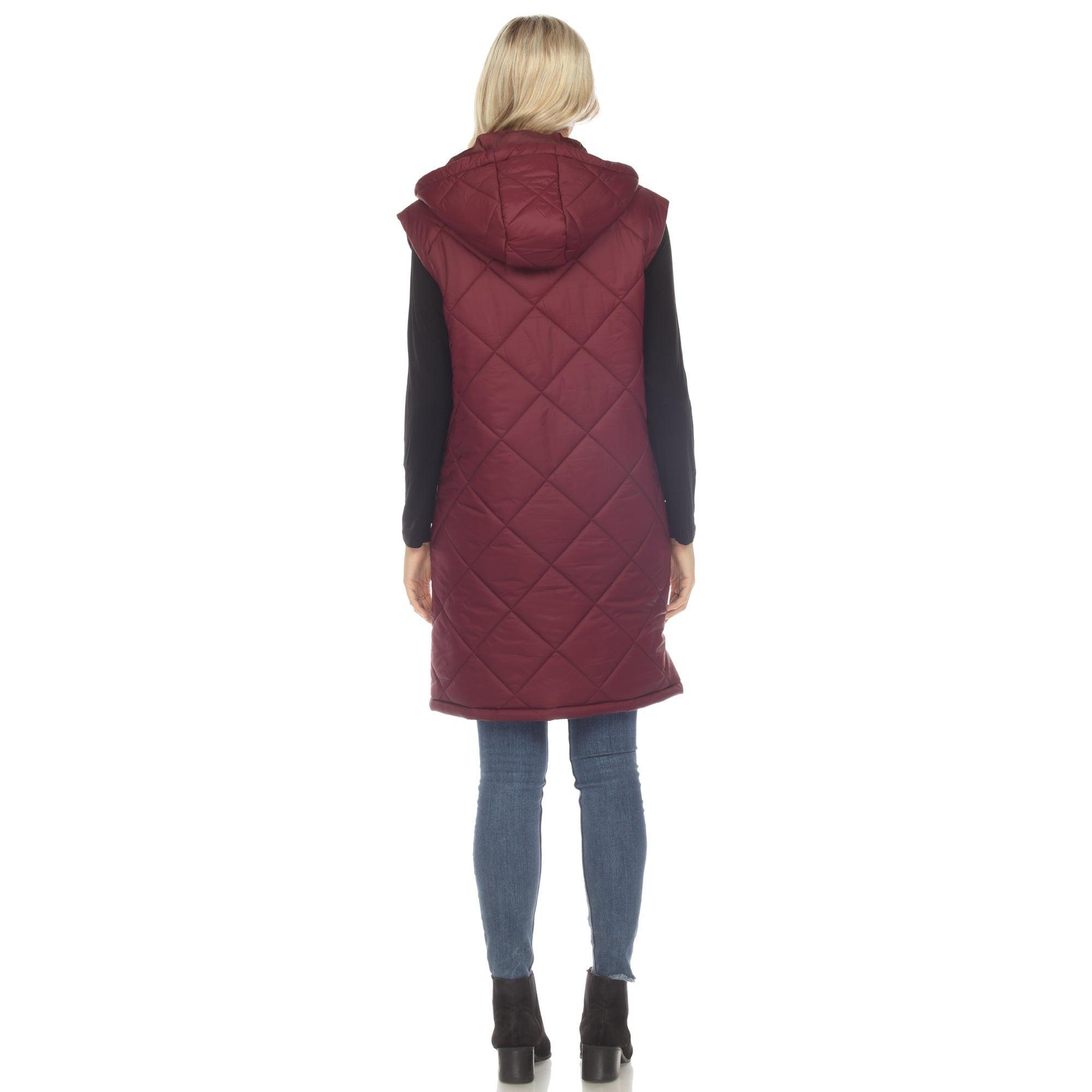 Women's Diamond Quilted Hooded Puffer Vest Female Product Image