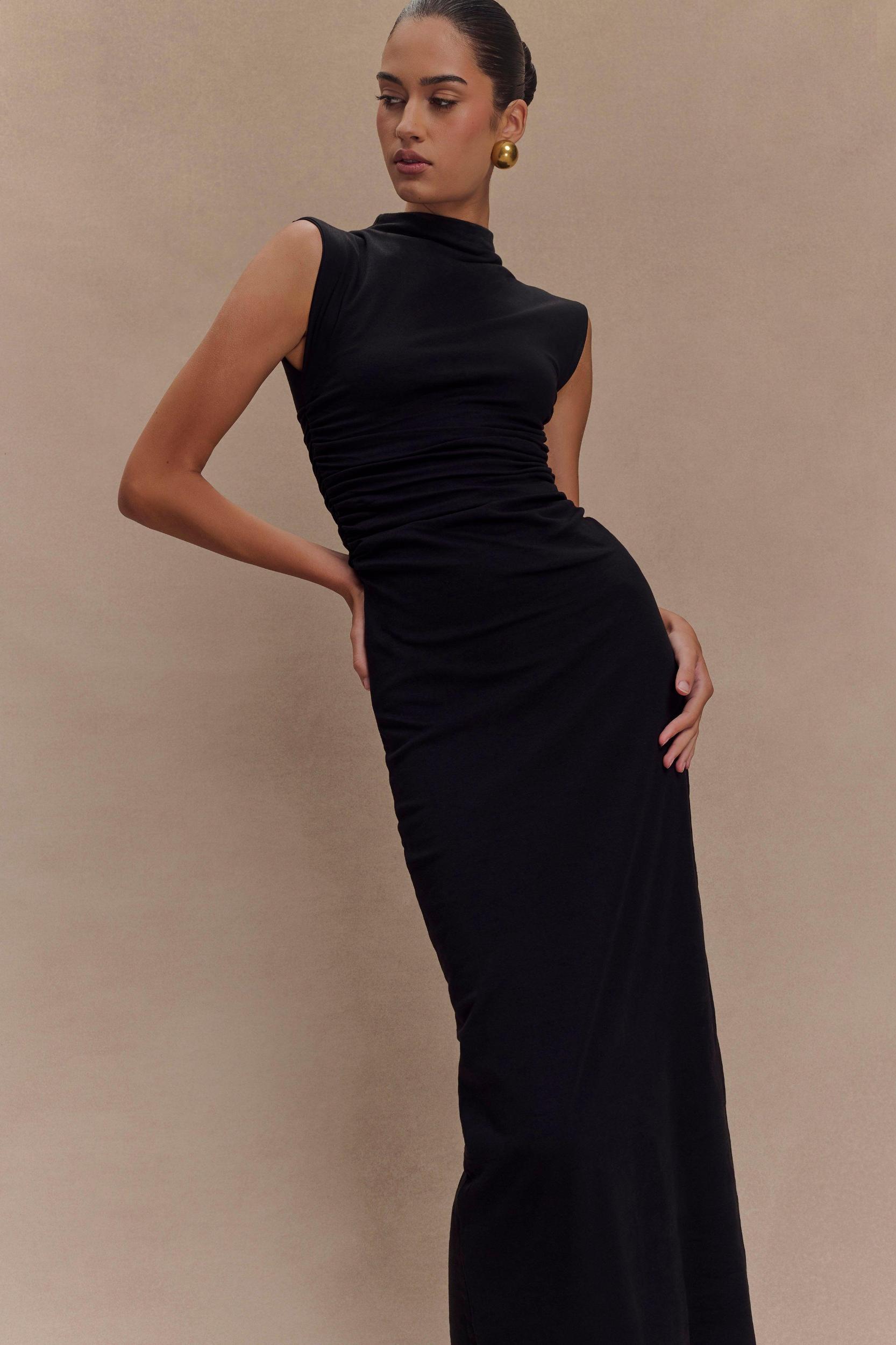 Elliot High Neck Sleeveless Maxi Dress - Black Product Image
