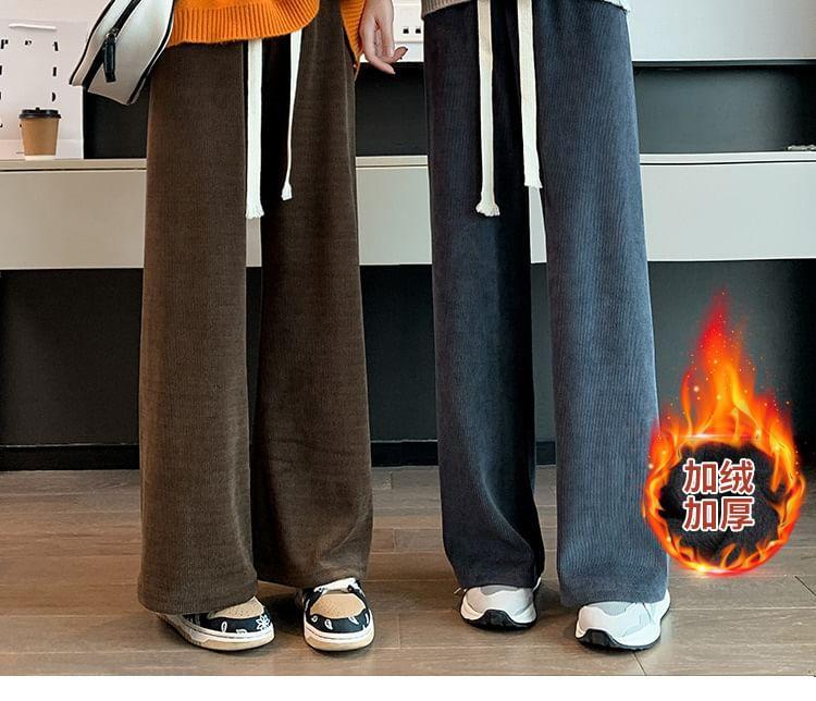Drawstring Waist Plain Wide Leg Sweatpants Product Image