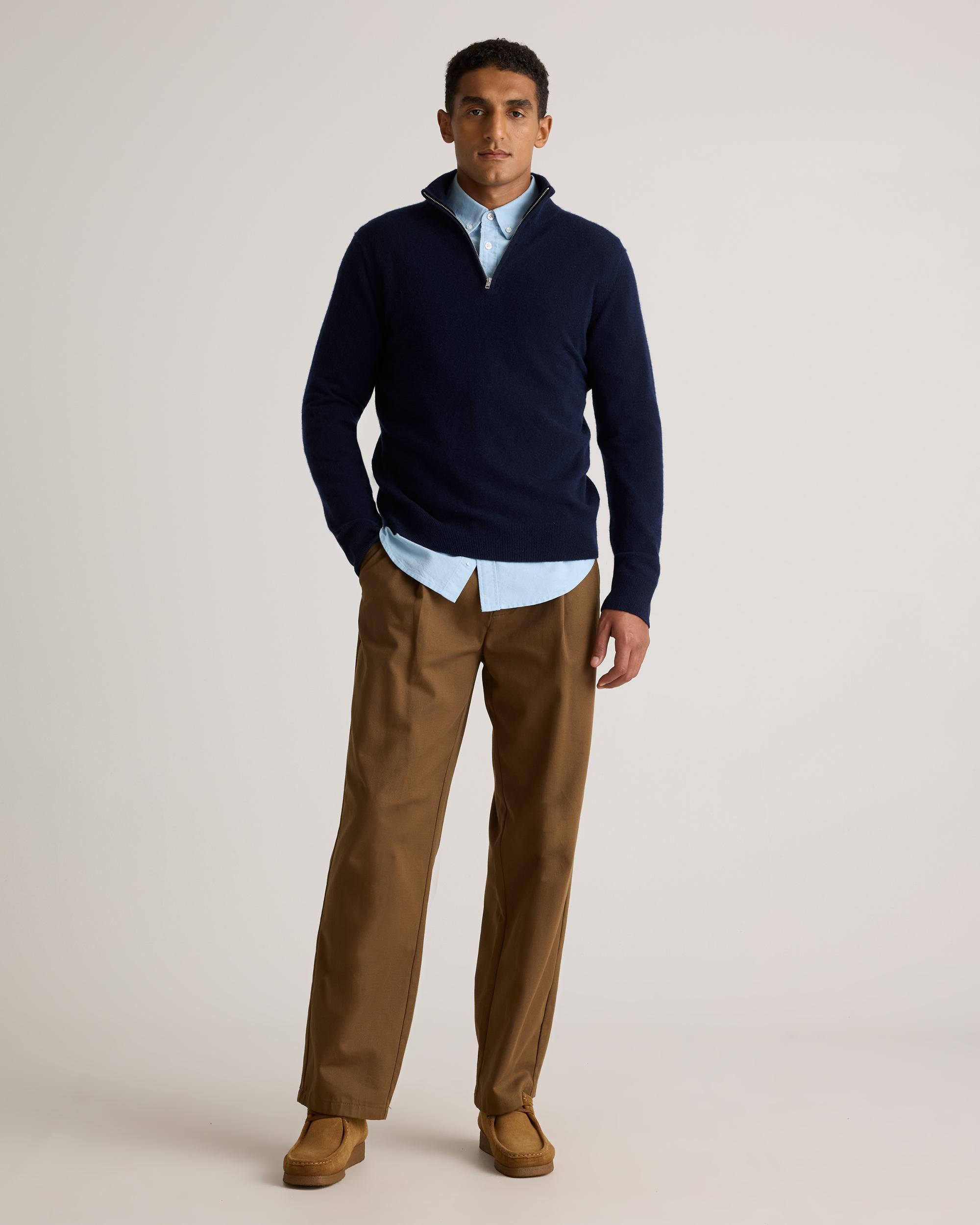 Quince | Men's Mongolian Cashmere Quarter Zip Sweater Product Image