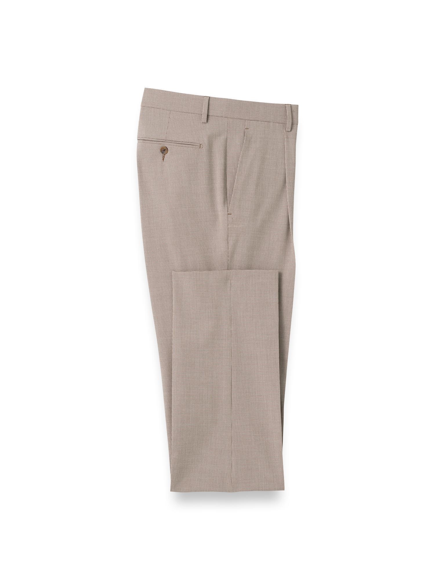 Microfiber Check Single Pleat Pants - Brown/white Product Image