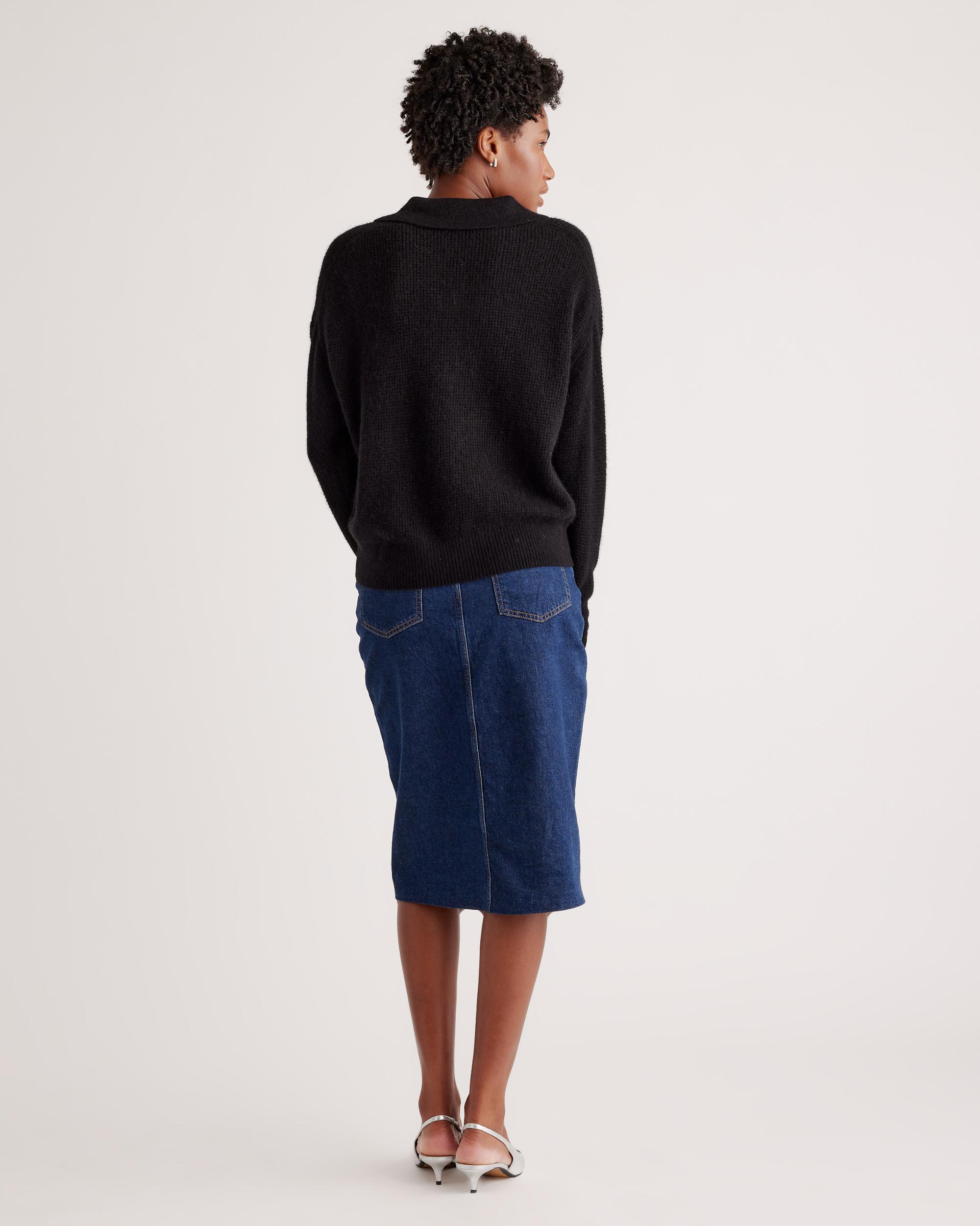 Quince | Women's Baby Alpaca-Wool Waffle Stitch Polo Sweater Product Image