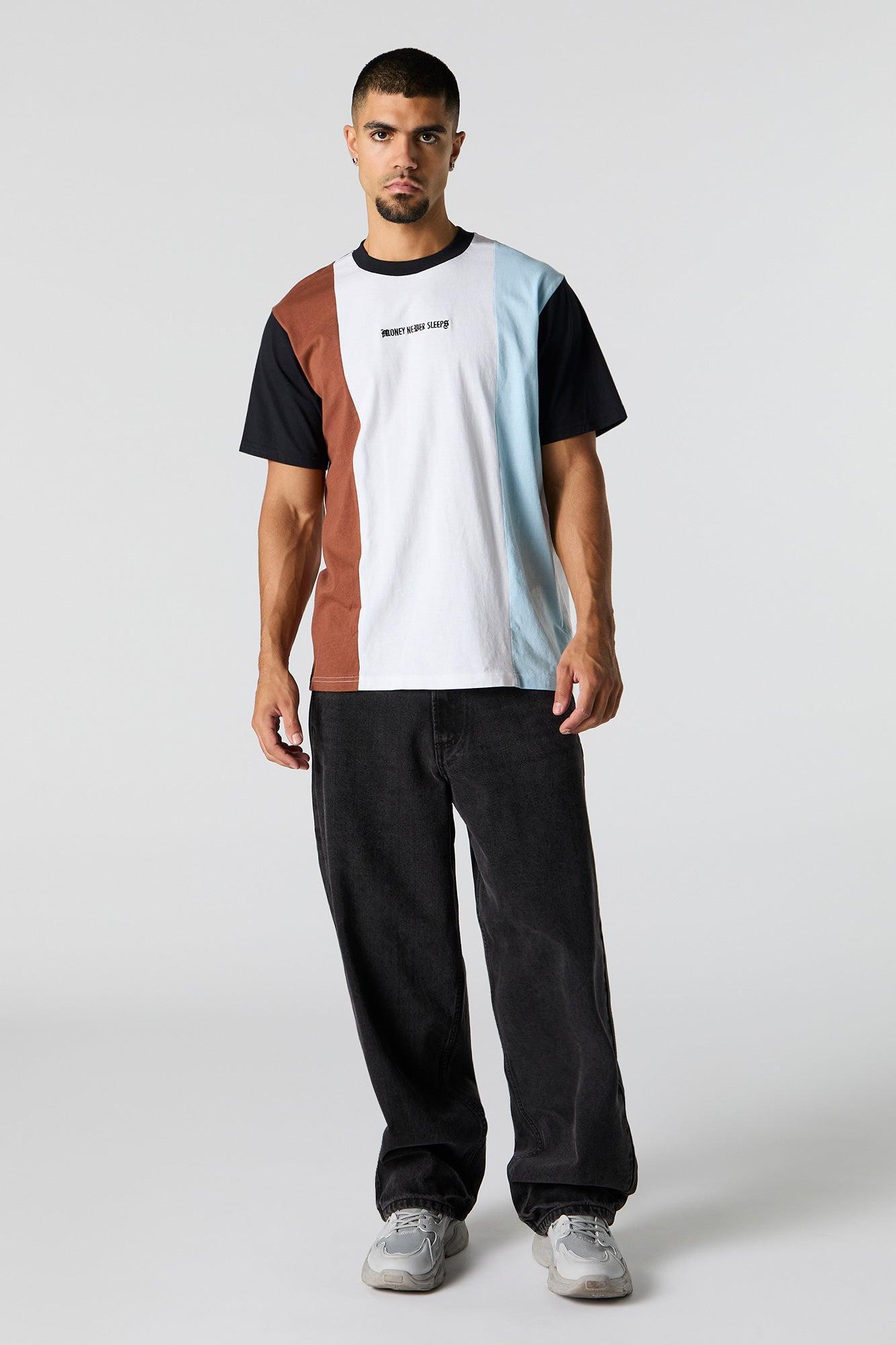 Colourblock Embroidered T-Shirt Male Product Image